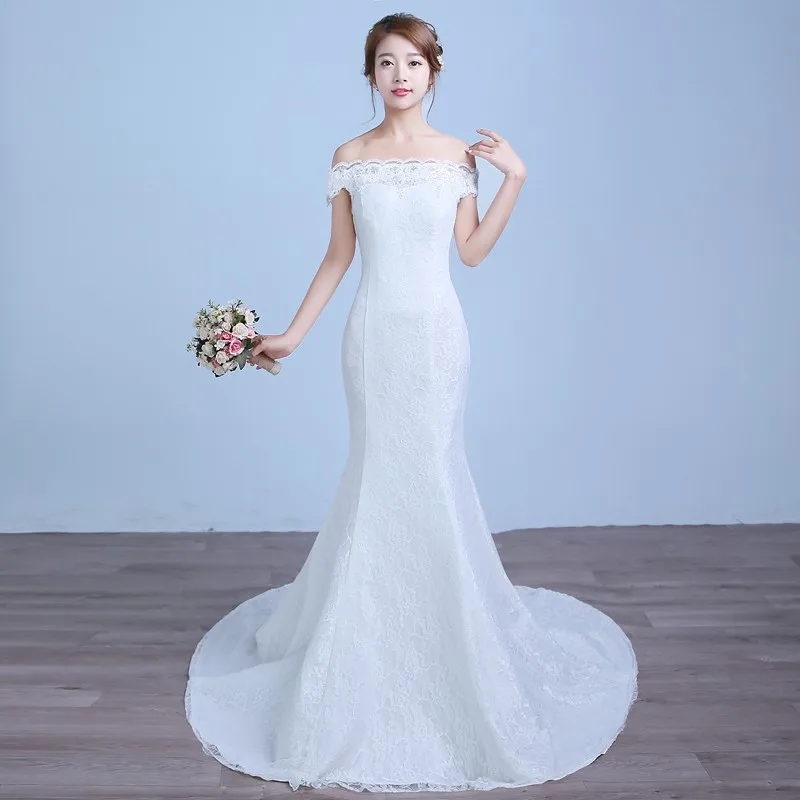 2016 New Arrived Fashion Boat Neck Mermaid Wedding Dress Vintage Turmpet Bride Gown Dresses Fashion robe de mariage WD2844 (4)