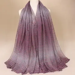 Европейский Для женщин Роскошные Полосатый Принт морщинка хиджаб шаль шарфы Мягкий хлопок лен плотная платки Обёрточная бумага покрыть