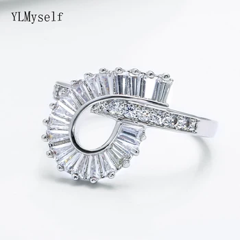 

Teardrop Rectangle Cubic zircon rings Pretty Waterdrop rings Female Luxury Women jewerly statement anillos