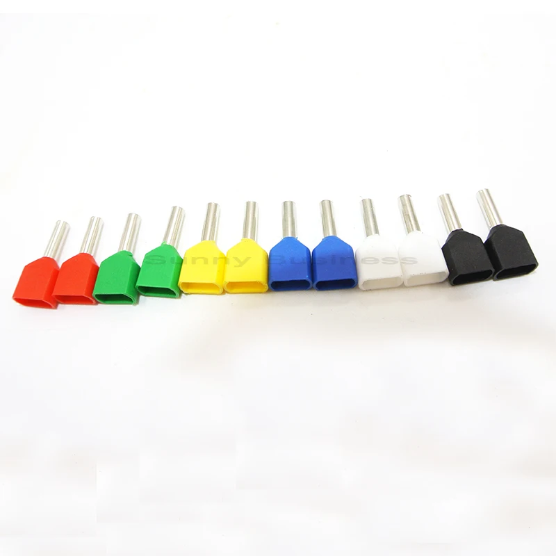 Awg 18 10 Mm2 Conector de Crimpagem de Fio de Cobre Duplo Ponteira Isolada Terminal de Pino Te1008 1000 Pcs