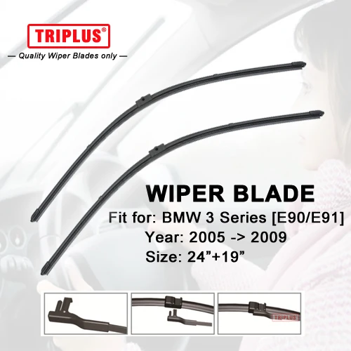 Wiper Blade for BMW 3 SERIES E90 E91 (2005 2009) 1set 24"+19",Flat Aero
