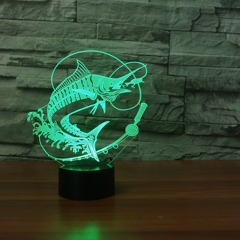 Светодиодная 3d лампа для рыбалки ночсветильник с питанием от USB и сенсорным