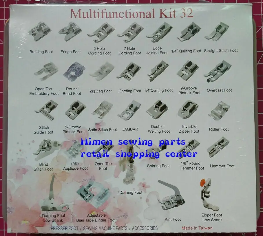 

NEW BRAND Multifunctional Kit 32 Presser Feet With English Instruction For 1 Lot =32PCS Presser Foot