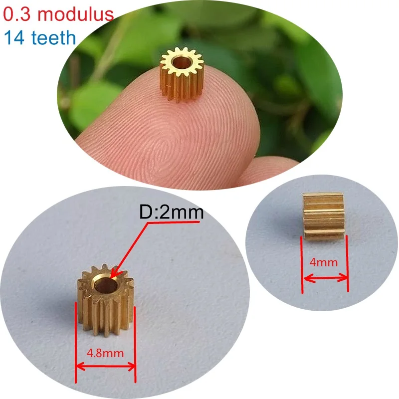 

5PC 14 teeth 0.3 Modulus gear for 2mm rod motor shaft