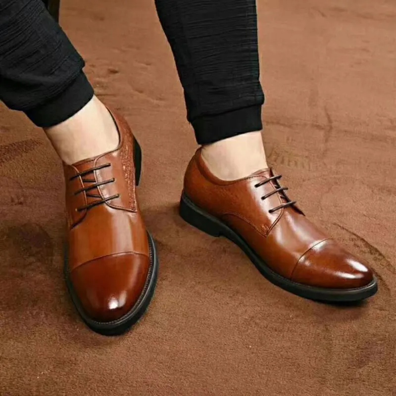 

Men's Ttalian Brogue Formal Oxford Shoes For Men Cow Genuine Leather Business Derby Dress Shoes Lace-Up Fashion Black Brown Mens