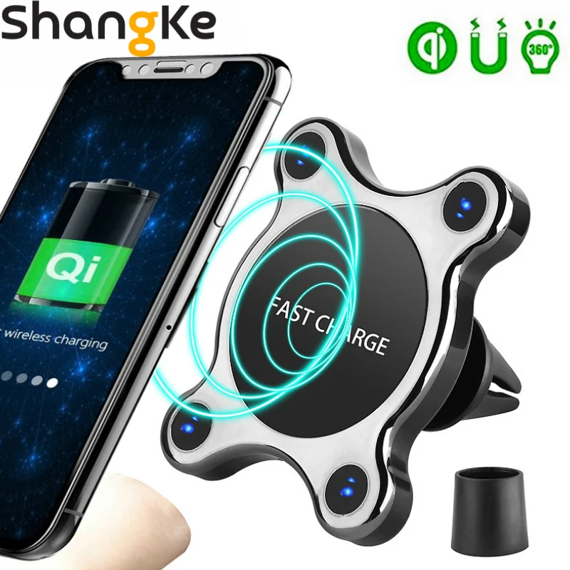 QI Wireless Car Charger Quick Phone Mount Ultra Fast Qi Charging Pad Air Vent Mount