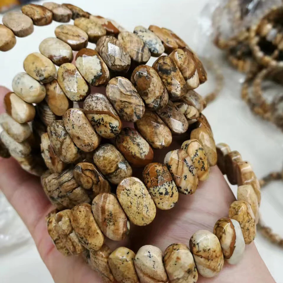 

Natural Picture Jasper Stone Beads Bracelet Natural Gemstone Jewelry Bangle For Women For Men Wholesale !