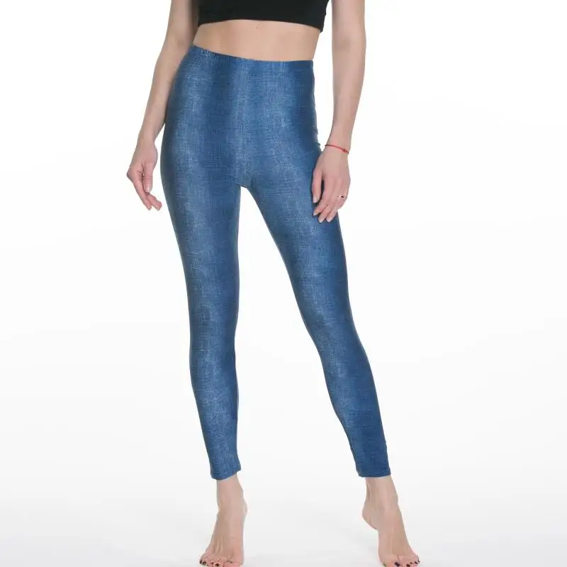 

Women's leggings imitation denim waist wearing thin stretch fashion