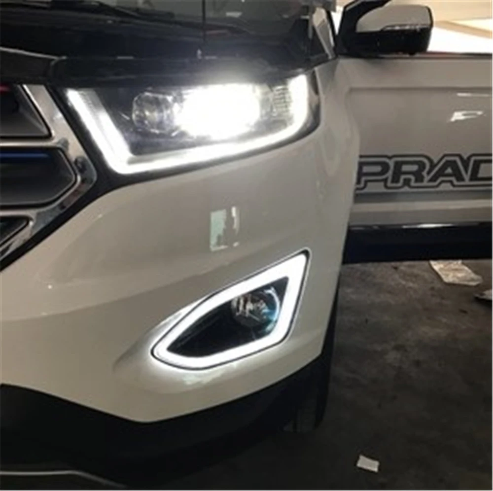 Автомобиль мигает 2 шт. светодиодный DRL для Ford Edge дневные ходовые огни 12 В водонепроницаемый желтый siganl Противотуманные фары с отверстием противотуманной фары