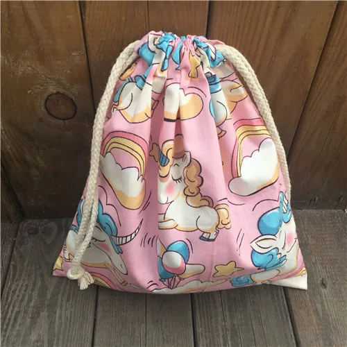 L 32x25cm YILE/1 шт.; хлопковая одежда на завязках; вечерние сумки; Подарочная сумка с принтом единорога; розовые облака; N9208 - Цвет: L 32x25cm