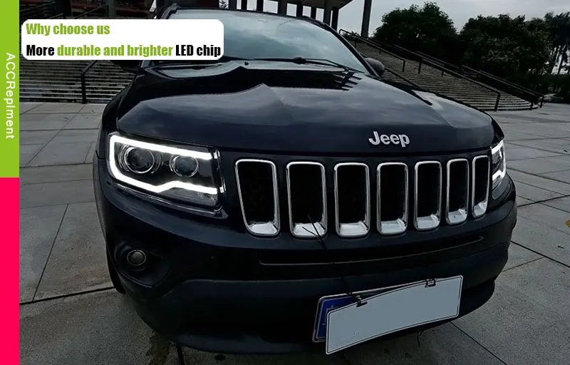 Автомобильный Стайлинг для Jeep руководство фары 2011- для Jeep руководство светодиодный свет бар Q5 bi xenon объектива светодиодный лампы U прожектор глаза ангела