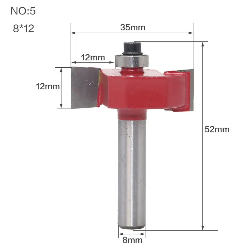 1 шт. 8 мм Высота хвостовика 1/" X Глубина 3/8" Т-образные фрезы для фрезерования древесины фрезы Вольфрам фрезерование древесины циттеры Деревообрабатывающие инструменты - Длина режущей кромки: NO 5