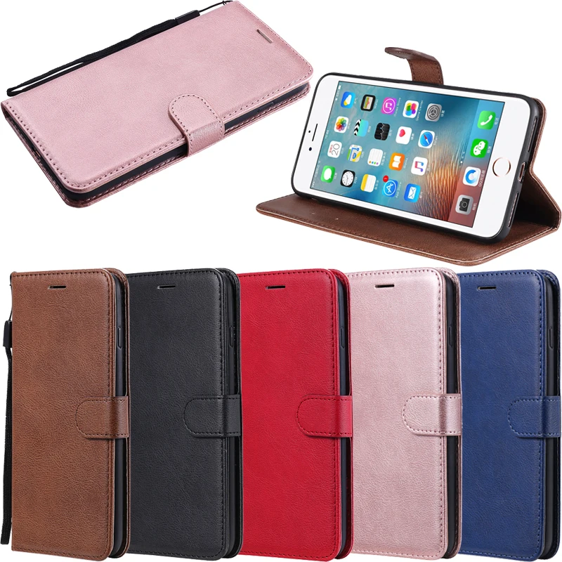 Fashion Plain Leather Cases Flip Wallet Soft Mobile Phone