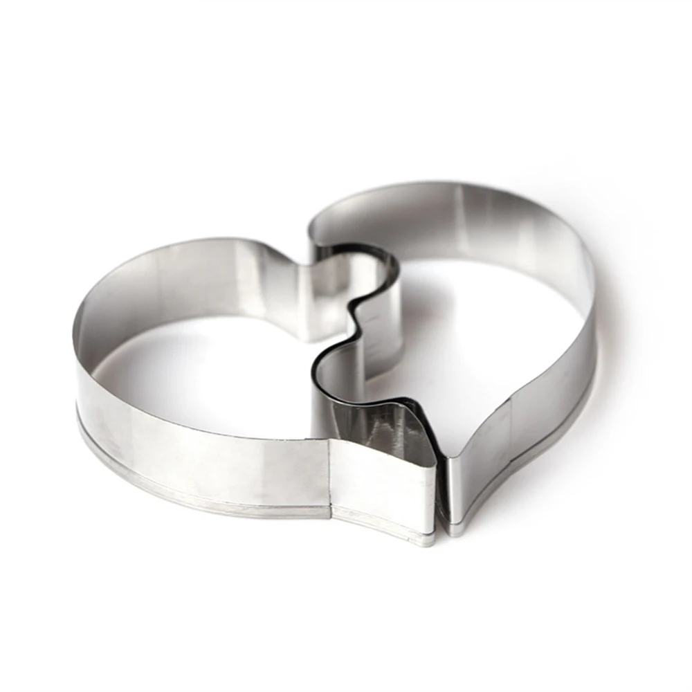 2Pcs Heart Puzzle Cookie Cutter Mould Baking Tool Stainless Steel Biscuits Mold Cake Decorating 2Pcs Heart Puzzle Cookie Cutter Mould Baking Tool Stainless Steel Biscuits Mold Cake Decorating