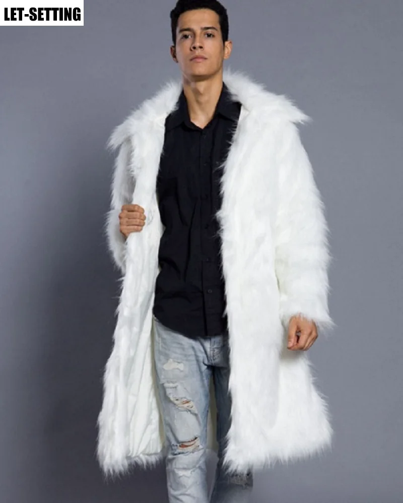 mens leather bomber jacket male new Europe America autumn jacket winter square collar plus size imitation long fur coat 3XL,white fake men wool trench coat genuine leather bomber jackets Casual Faux Leather