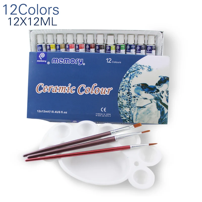 

12 Colors 12ML Color Set Acrylic Paint Ceramics Paint Glass Paint Color Glass Drawing Hand Painted Pigments