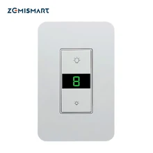 Zemismart-Interruptor de atenuación con WiFi para luz, 110V, 240V, con pantalla de visualización, Smart Life, Alexa, Google Home