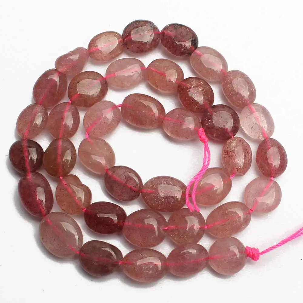 Strawberry Quartz Бусины из натурального камня 8-10 мм ассиметричные бусины из агата, яшмы, кварца, аметиста, опала, драгоценных камней для изготовления ювелирных изделий 15 дюймов(2 - Color: Strawberry Quartz