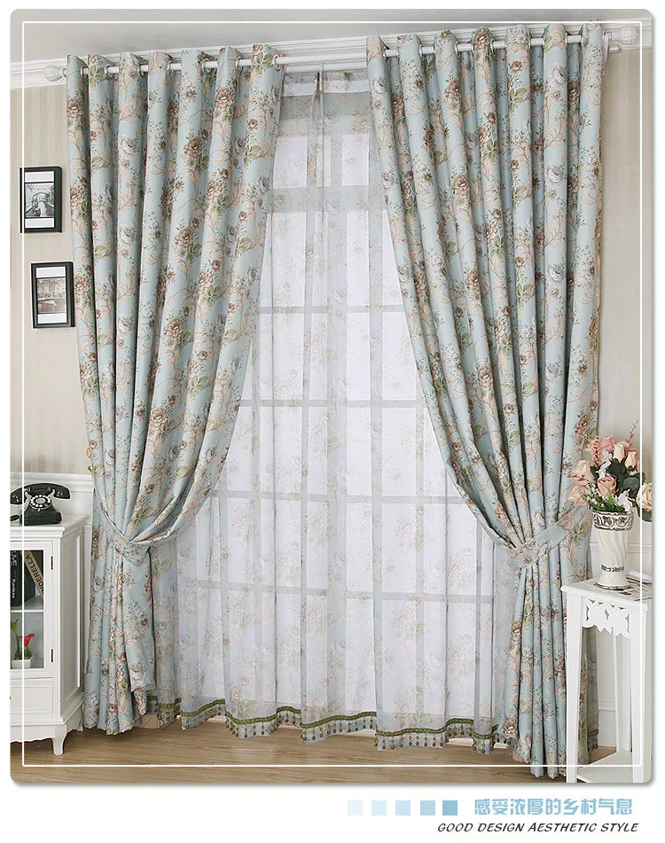 

American pastoral countryside blackout curtains living room bedroom * flower full House