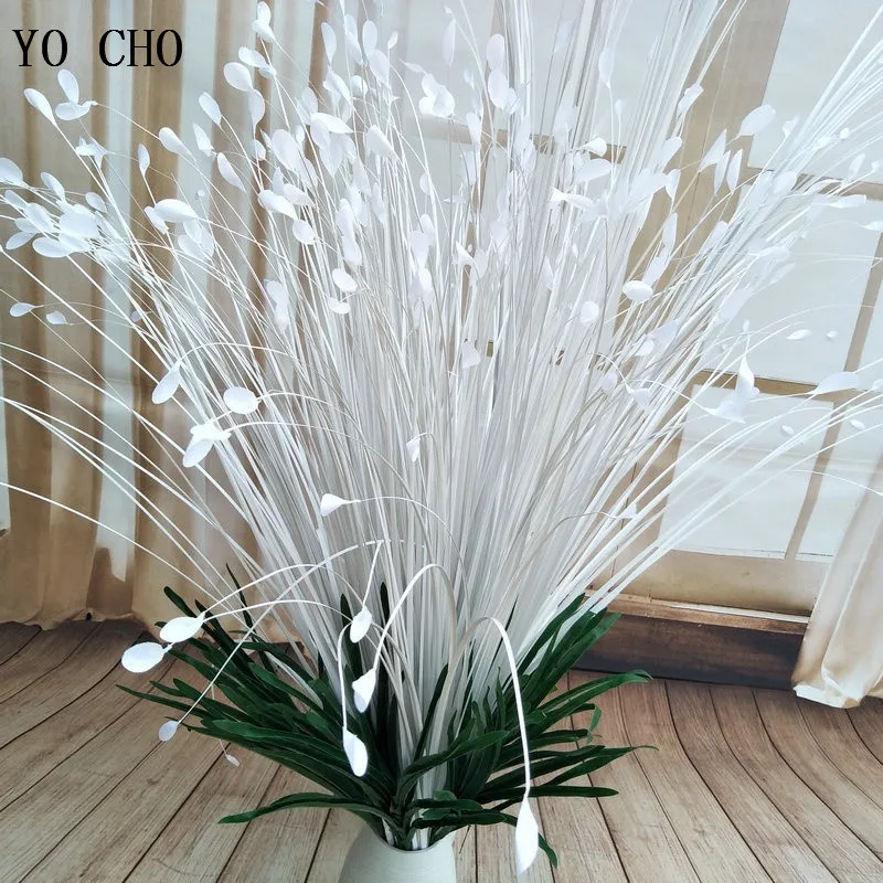 YO CHO Flores искусственное украшение для дома 40 голов белый Peacocok трава дорога свинец