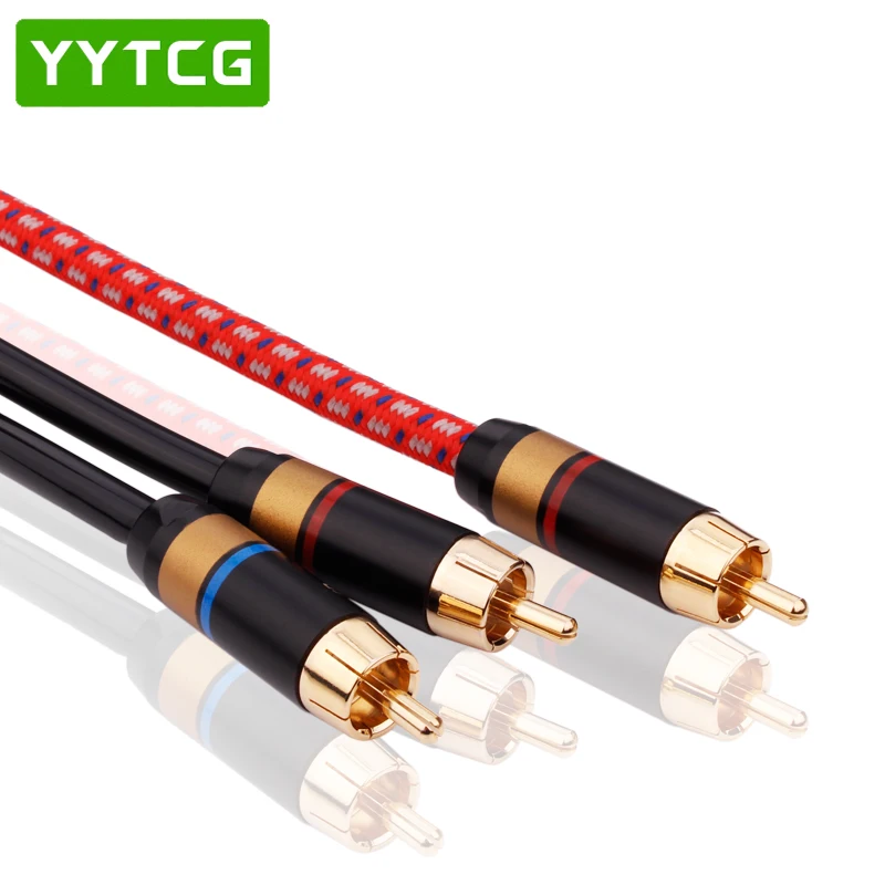 YYTCG Hi Fi Один RCA на двойной сабвуфер аудиокабель из чистой меди один под2 сплиттер Y