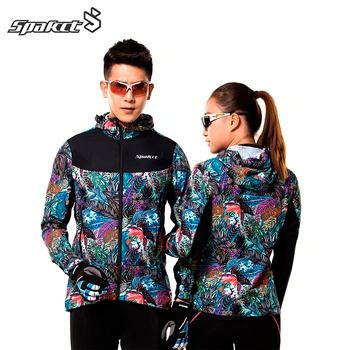 

SPAKCT Cycling Sports Reversible Jackets Printing Thermal Breathable Windproof Rainproof Jacket Jersey Bike Bicycle Coat Women