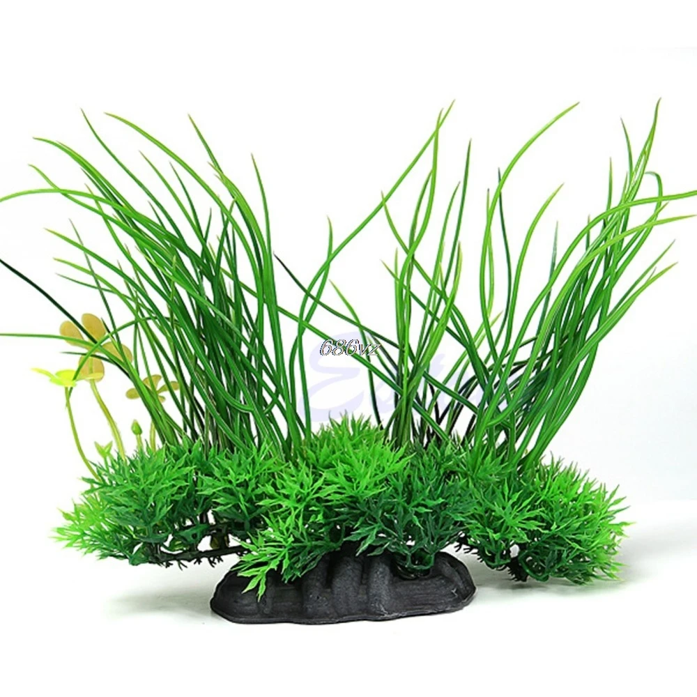 

21cm Green Artificial Aquarium Fish Tank Plastic Plant Grass Ornament Decor NEW N27 Drop Ship