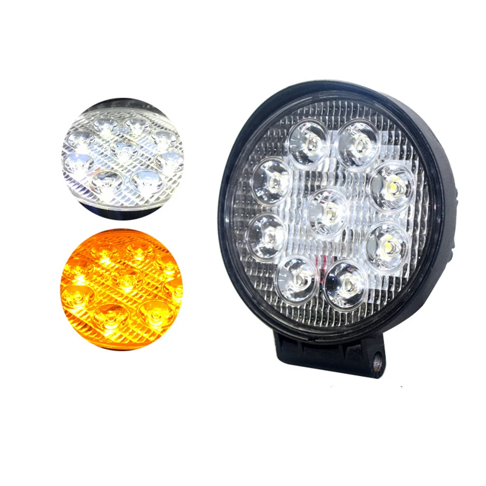 

New Round LED Work Light TWo-color Mixed Light White Yellow Light Warm White Off-road Vehicle Spotlight Modified Roof Light