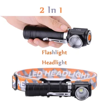 

Foldable Head T6 LED Magnetic Tail Flashlight XML T6 2 Usage Headlight Handhelt Telescopic Focusing Inspection Portable 18650