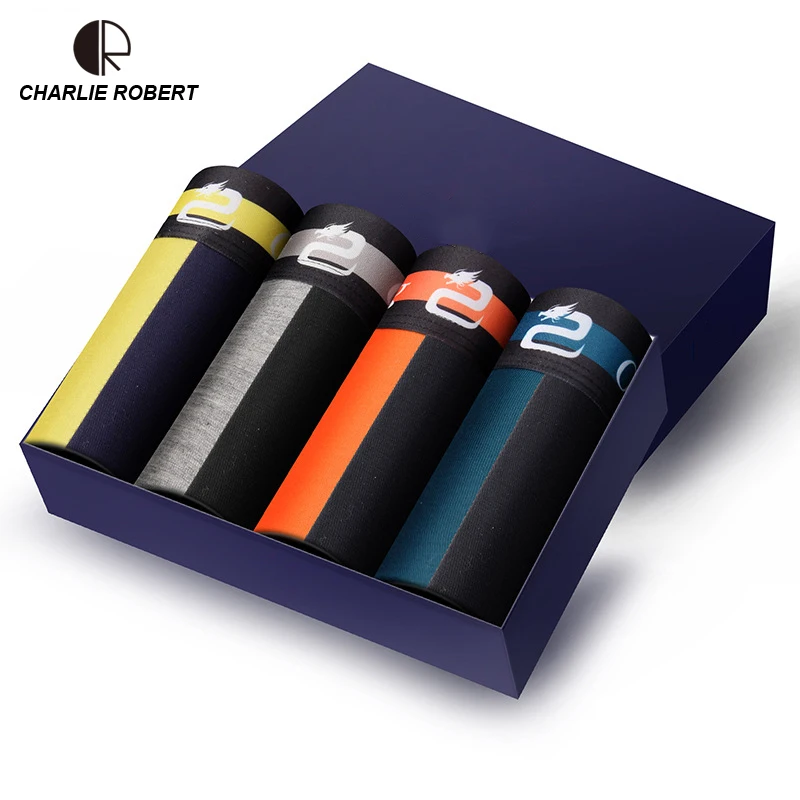 New Men Underwear Gift Box 4pca/lot Soft Breathable Modal Boxer Brand Designer Male Mens
