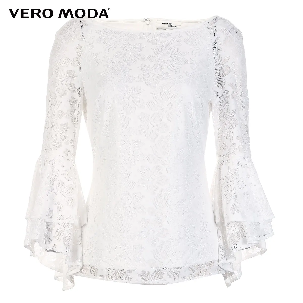 Vero Moda женский кружевной топ с расклешенными рукавами и круглым вырезом | 318330503