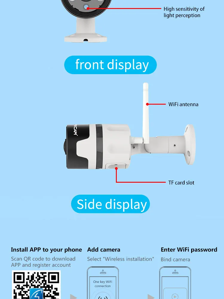 VStarcam C63S wi fi 1080P наружная 180 панорамная камера безопасности высокопроизводительная низкая мощность SoC чип IP66 водонепроницаемый и пыленепроницаемый