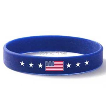 

100pcs stars flag USA wristband silicone bracelets cuff wrist bands free shipping by FEDEX