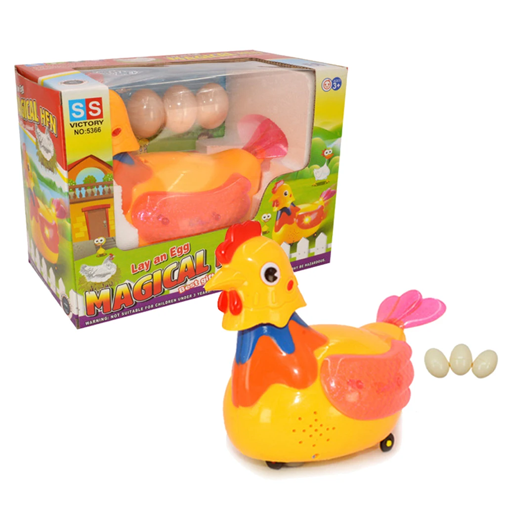 Fun Laying Egg Chicken (3pcs AA Battery Powered) Great Easter Gift for Kids Hen For Children Pretend Play Toy