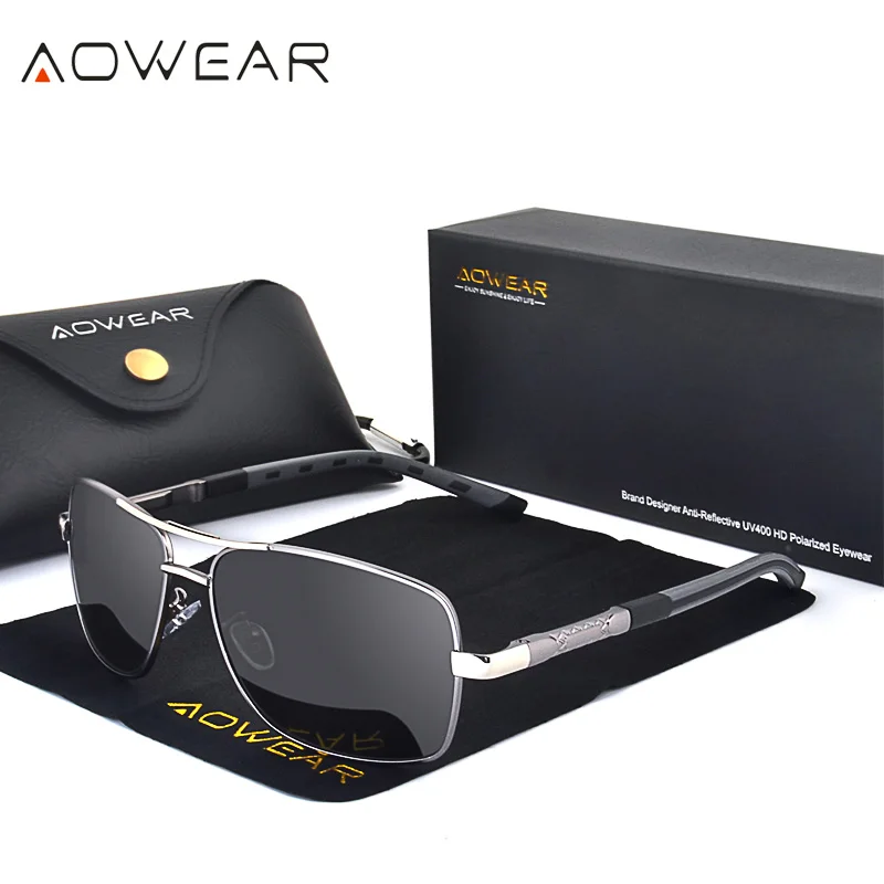 

AOWEAR Retro Square Sunglasses Men Polarized Mirror Sun Glasses for Men Women 2019 Vintage Shades Glasses Oculos Gafas De Sol