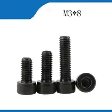100 Rosca Métrica pçs/lote DIN912 M3 * 8 mm Preto Grade 12.9 Aço Liga Hex Cabeça de Soquete Parafuso Boltsstainless parafusos, pregos