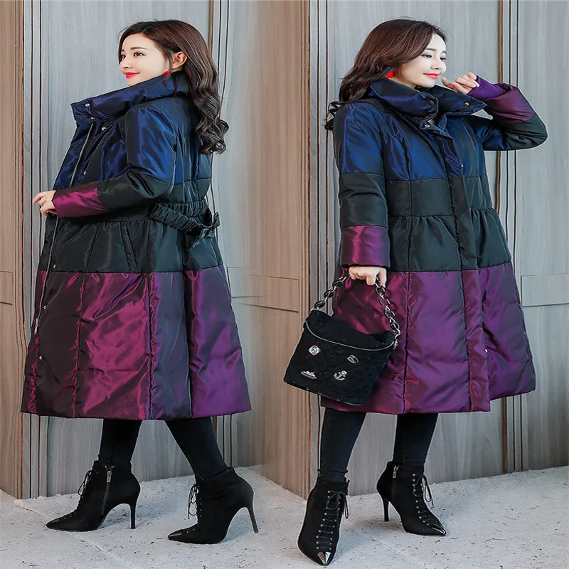 SVESIA Women's Winter Parkas Coat Jackets 2018 Standing Collar Splice Slim Women Parka Coats Jacket Overcoats