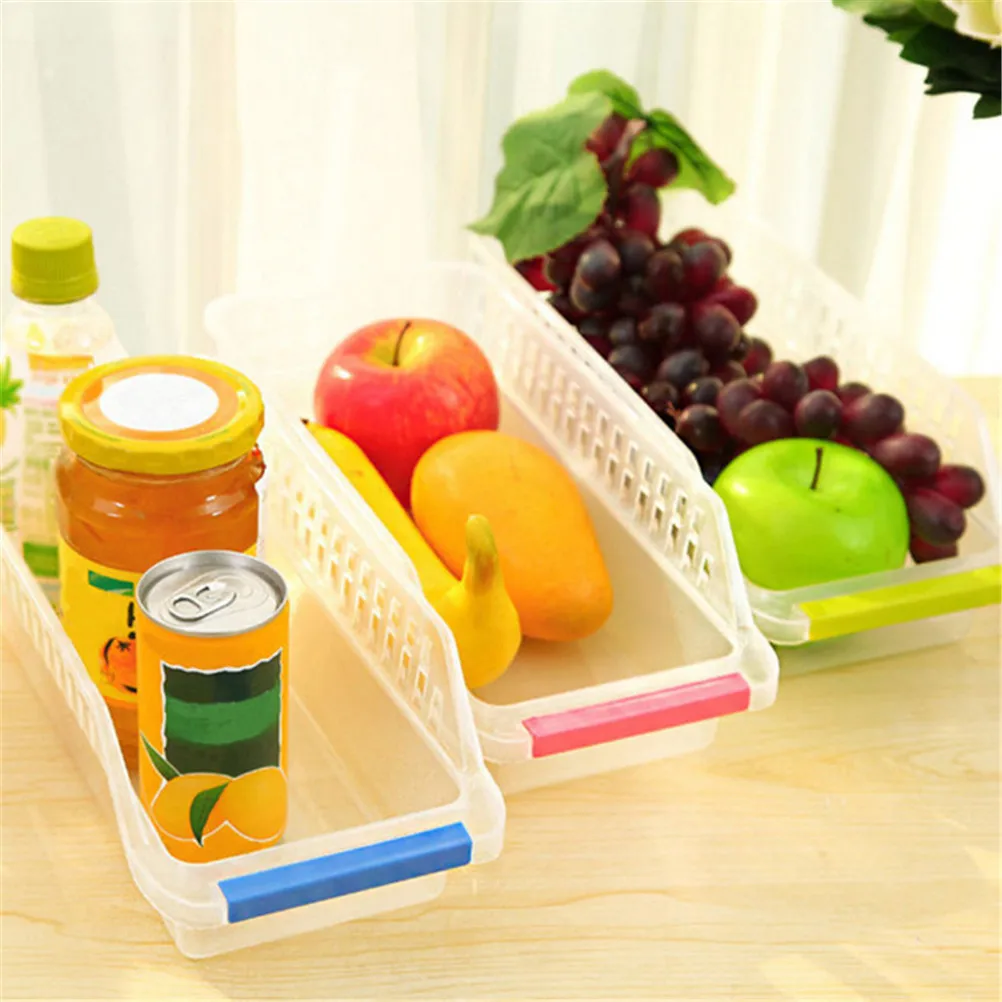 Plastic Storage Collecting Box Basket Kitchen Refrigerator Fruit Food Organiser