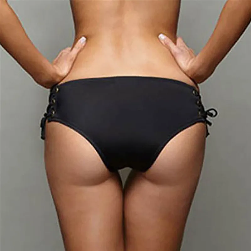 

ISHOWTIENDA Bikini Bottom Women Bottoms Swimsuit Bikini Swimwear Cheeky Button Bandage Swimming Trunks Swimsuit Girls 2019