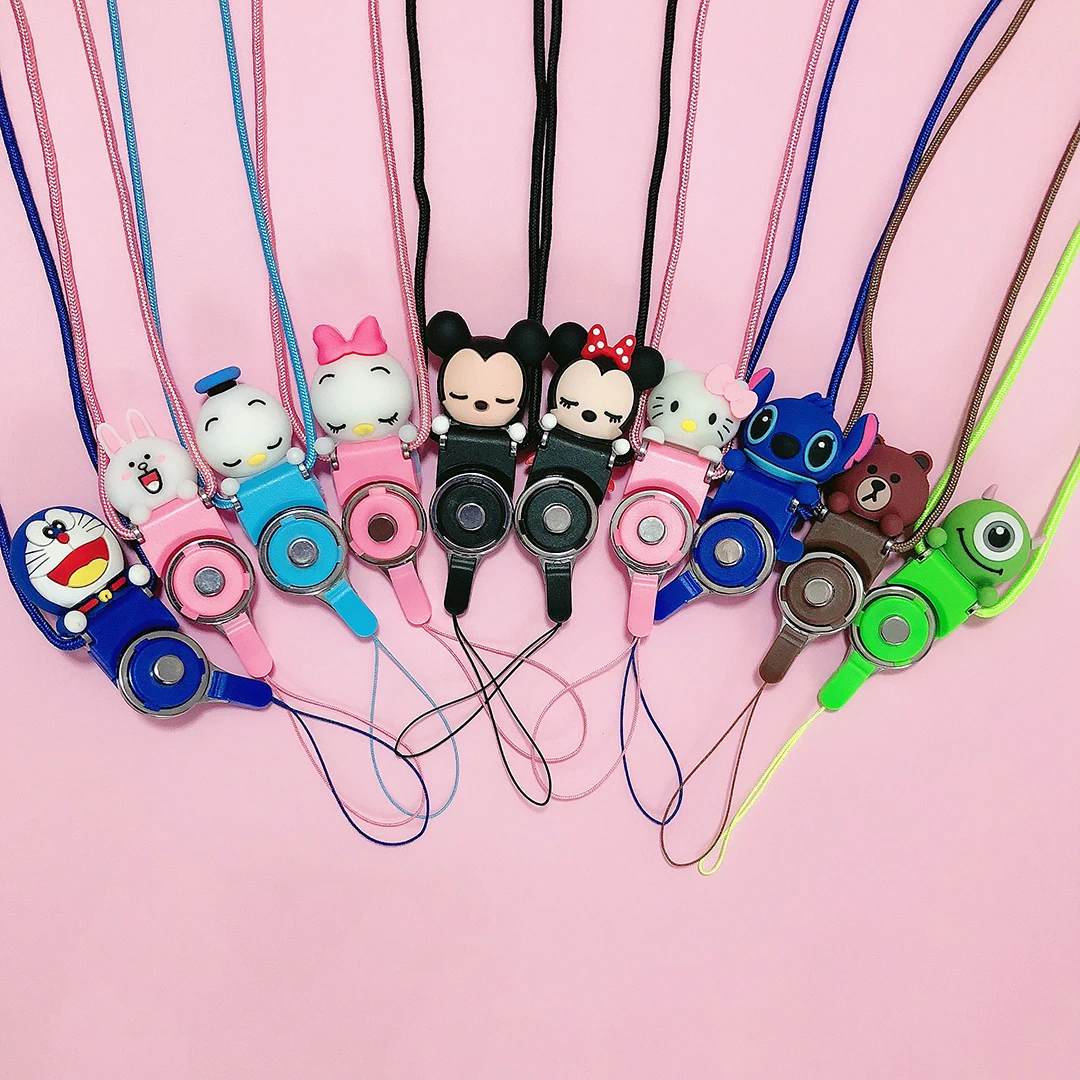 

Split Two Piece Buckle Ring Lanyard Mobile Phone Shell Mobile Phone Rope Rope Neck 3D Cartoon MIckey Mouse Rope Sling