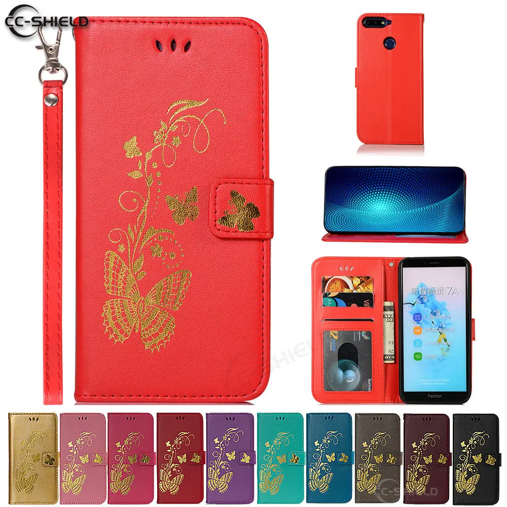 Флип кейс для Huawei Honor 7C 5 7 ''AUM L41 Honor7C кожаный чехол телефона с бабочками C7 AUM