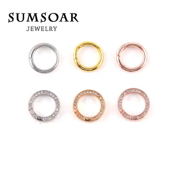 

Hot Selling Circle Clasp with CZ Crystal for Spring Clasp fit Floating Charm Locket Frame Pendant My Coin Jewelry 10pcs