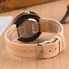 CocoShine A-838 Style Wood Grain Leather Quartz Watch Women Dress Wristwatches Men Watch wholesale Free shipping