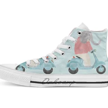 Слон скутер новинка дизайн дышащие Повседневные высокие на шнуровке холщовая обувь кеды