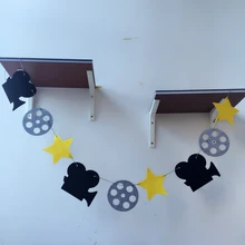 Estrela de Cinema de Hollywood Partywakaka Câmera 3 Metro Sentiu tecido de abastecimento Festa de Casamento Decoração de Aniversário Da Bandeira Bunting Bandeira