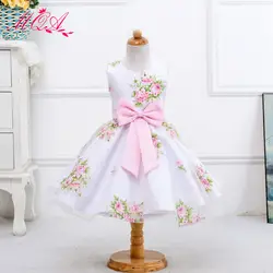 2018 летнее платье принцессы для девочек в Корейском стиле с милым принтом жилет Платья для женщин для девочек большой бант галстук для