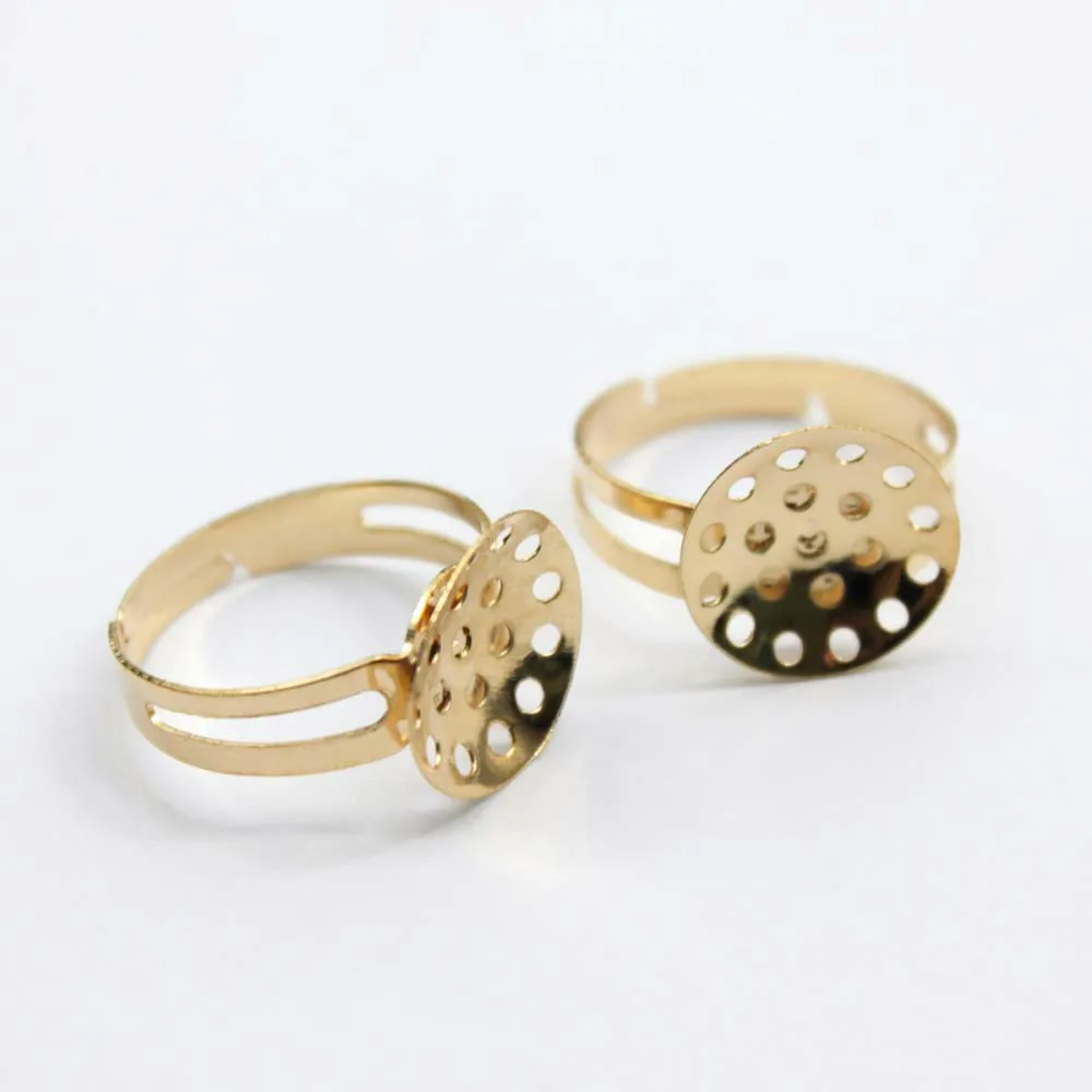 20pcs Fit 15-20mm Ball Base Gold Plated Ring Setting Adjustable Cameo Blanks Supplies for Jewelry Diy Handmade Material | Украшения и