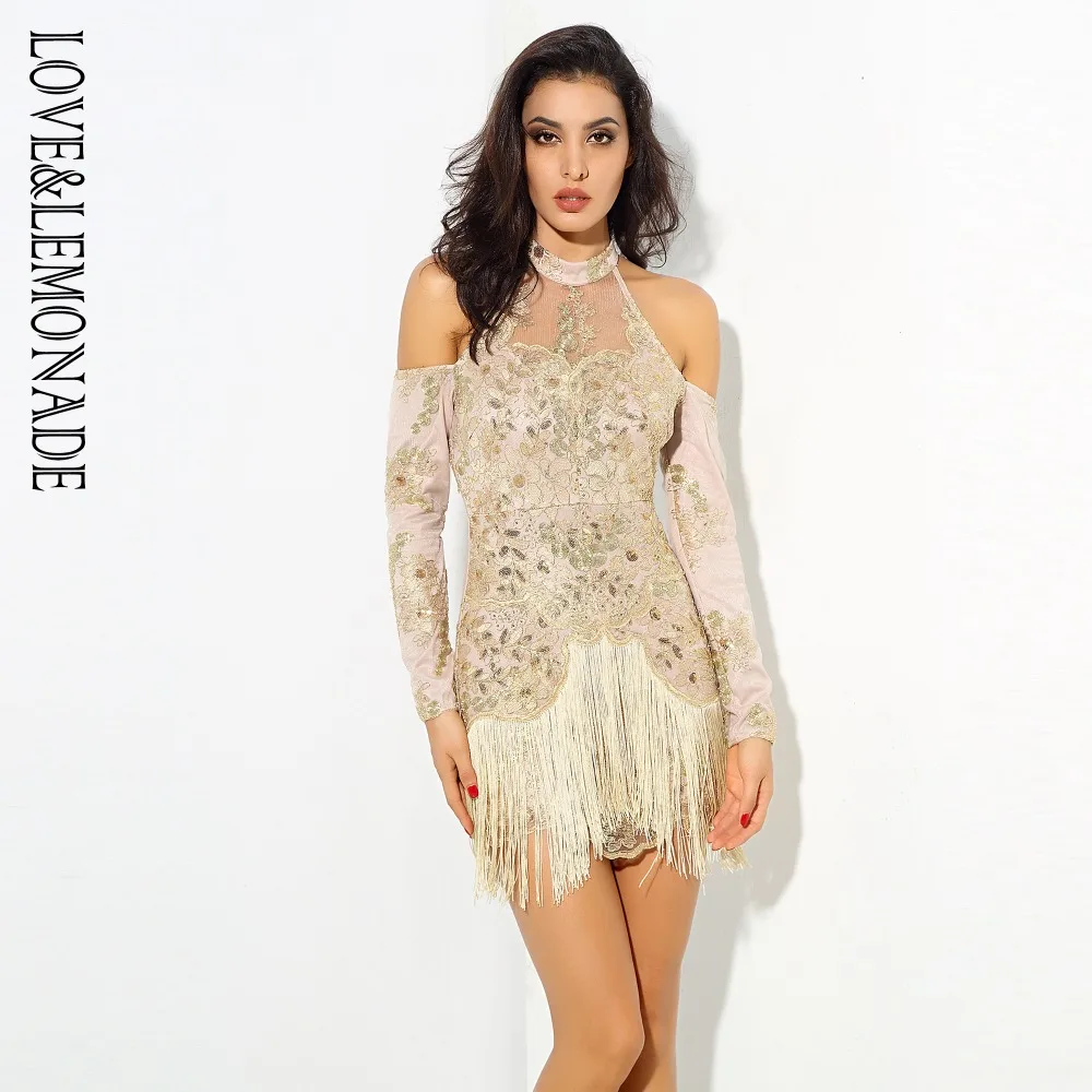 strapless tassel dress