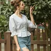Bella Philosophy Spring Summer Cotton Linen Women Victoria Court Blouse Puff Sleeve French Style Female Blouse Buttons Shirt 4