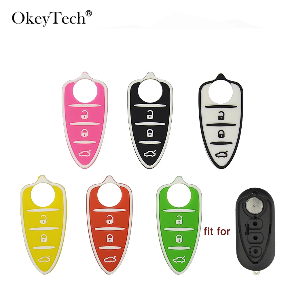 

OkeyTech 7 Colors Remote Car Rubber Pad Replacement Car Key Shell For Alfa Romeo Mito Giulietta Brera 4C 159 GTA Key Cover Pad